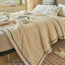 Chunky knit cream & black coral fleece blanket bedroom throw