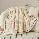 Chunky knit cream & black coral fleece blanket bedroom throw