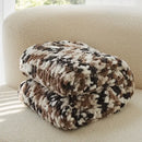 Chunky knitted tricolor jacquard blanket throw living room decor