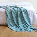 Chunky ribbed neutral & mustard knitted sofa blanket living room comfort