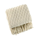 Chunky ribbed neutral & mustard knitted sofa blanket living room comfort