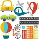 City Transportation Vintage Vehicles - Fabric Nursery Wall Art Decals