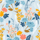 Flowers on Blue Background Wallpaper
