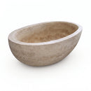 Classic Beige Travertine Oval Bathtub - 70"x35"x20" - Honed (Partially Filled)