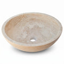 Classic Beige Travertine Round Vessel Sink - 18x18x6" - Honed and Filled
