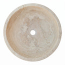 Classic Beige Travertine Round Vessel Sink - 18x18x6" - Honed and Filled