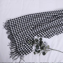 Classic black & white houndstooth throw blanket – living room fringed scarf