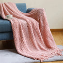 Classic black & white houndstooth throw blanket – living room fringed scarf