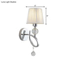 Classic chrome crystal drop wall lamp bedroom pleated sconce