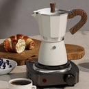 Classic cream aluminum moka pot kitchen coffee machine with wood handle