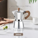 Classic cream aluminum moka pot kitchen coffee machine with wood handle