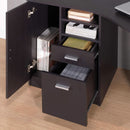 Classic Espresso Office Desk with Storage Shelves and Drawers