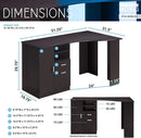 Classic Espresso Office Desk with Storage Shelves and Drawers