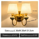Classic gold cloth cover wall light bedroom fabric sconce