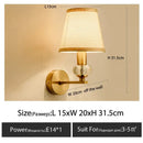 Classic gold cloth cover wall light bedroom fabric sconce