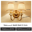 Classic gold cloth cover wall light bedroom fabric sconce