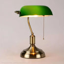 Classic green & white glass lampshade bank desk lamp for office