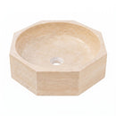 Classic Light Travertine Octagon Vessel Sink - 16x16x5" - Polished
