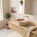 Classic Light Travertine Octagon Vessel Sink - 16x16x5" - Polished