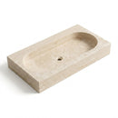 Classic Light Travertine Rectangular Vessel Sink - 48x22x5" - Honed and Filled