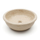 Classic Light Travertine Round Drop-in Sink - 16x16x6" - Honed and Partially Filled