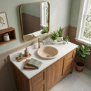 Classic Light Travertine Round Drop-in Sink - 16x16x6" - Honed and Partially Filled