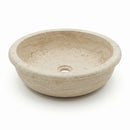 Classic Light Travertine Round Drop-in Sink - 16x16x6" - Honed and Partially Filled