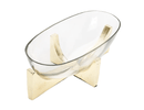 Glass Oval Bowl on Gold Block Base