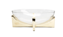 Glass Oval Bowl on Gold Block Base