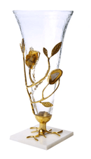 Glass Vase with Gold Leaf-Agate Stone Design