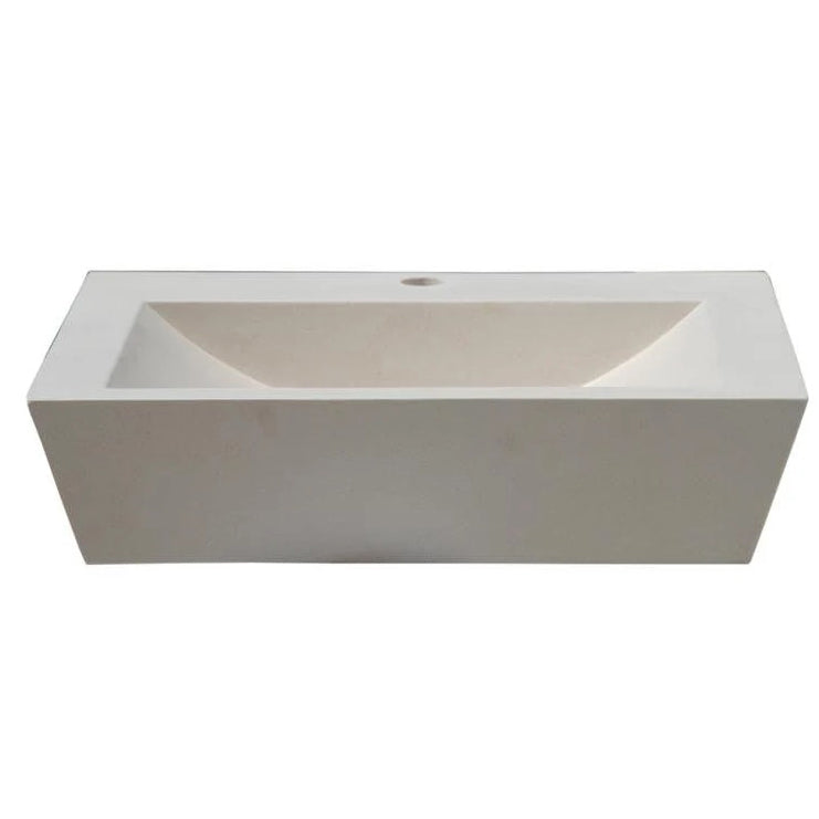 classic white limestone rectangular above-counter bathroom sink 20020053 W16 L20 H4 product shot