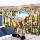 Classical beige garden landscape wall tapestry bedroom decor