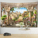 Classical beige garden landscape wall tapestry bedroom decor