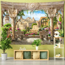 Classical beige garden landscape wall tapestry bedroom decor