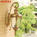 Classical bronze led outdoor wall lamp with textured glass panels