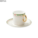 Classical gold-striped ceramic cup and saucer set dining room floral