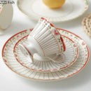 Classical gold-striped ceramic cup and saucer set dining room floral