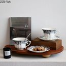 Classical grey blue rose ceramic cup and saucer set dining room mug