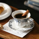 Classical grey blue rose ceramic cup and saucer set dining room mug