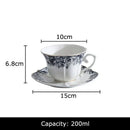 Classical grey blue rose ceramic cup and saucer set dining room mug