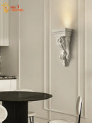 Classical ornate white cream resin wall lamp living room light