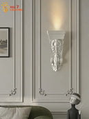 Classical ornate white cream resin wall lamp living room light