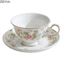 Classical pink rose ceramic cup and saucer set dining room decor