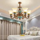 Classical resin chandelier bronze & turquoise living room light