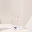 Clear and blue heart tumbler mug kitchen glassware gift