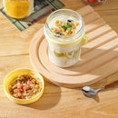 Clear borosilicate drinking glasses set kitchen yogurt jars with lid