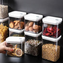 Clear bulk hermetic food storage containers with white lids kitchen