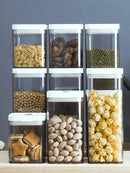 Clear bulk hermetic food storage containers with white lids kitchen