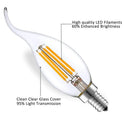 Clear dimmable led filament candle bulbs silver base dining room