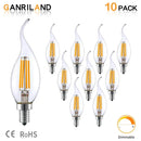 Clear dimmable led filament candle bulbs silver base dining room